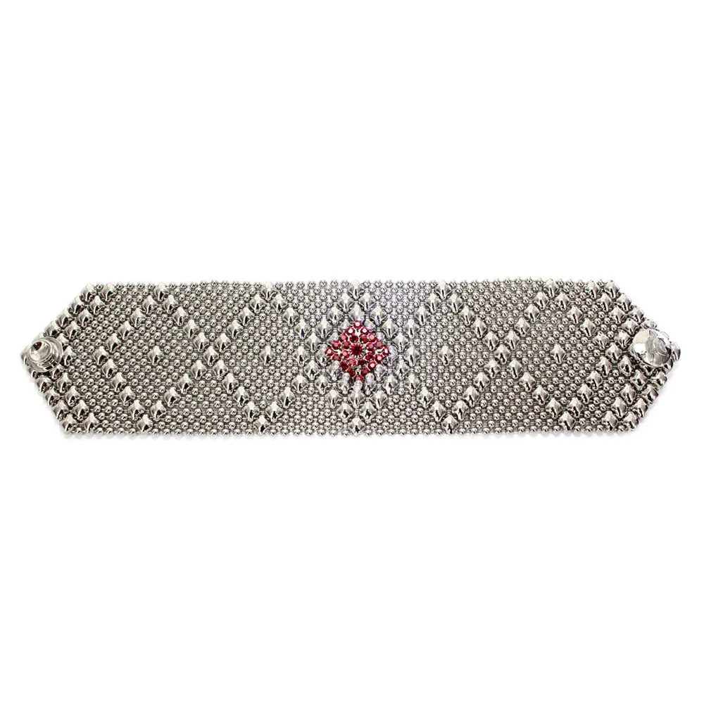 SG Liquid Metal RSB10-N Chrome Finish Bracelet with Swarovski Crystals by Sergio Gutierrez