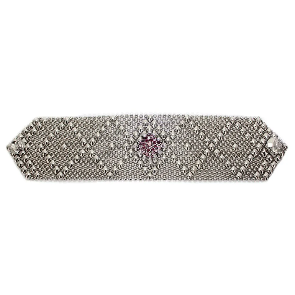 SG Liquid Metal RSB10-N Chrome Finish Bracelet with Swarovski Crystals by Sergio Gutierrez