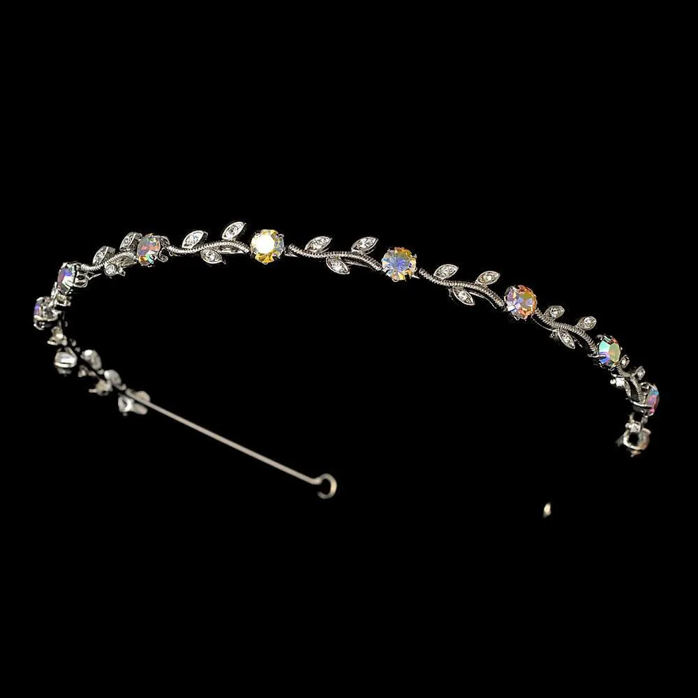 Silver AB Crystal Bridal Headband Vine