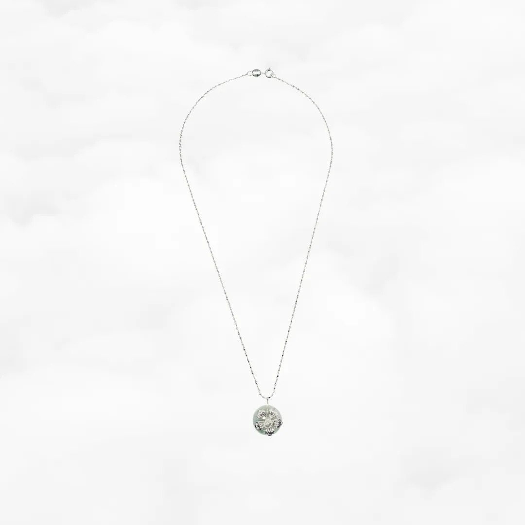 Silver Jadeite Flower Necklace