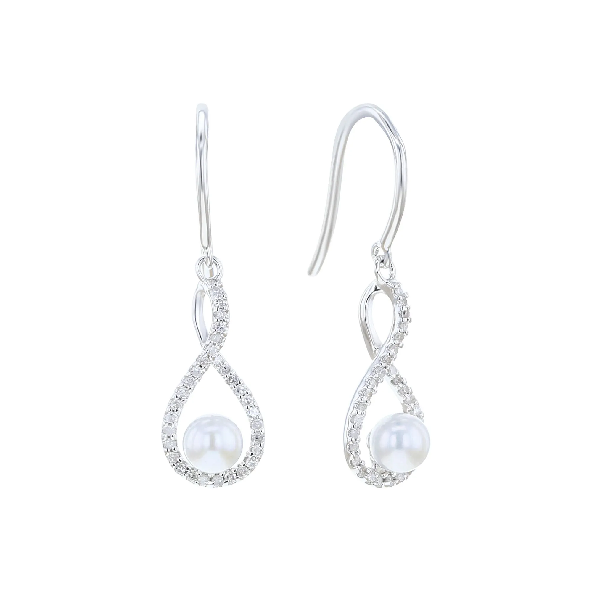 Silver Limitless Pearl & Diamond Drop Earrings