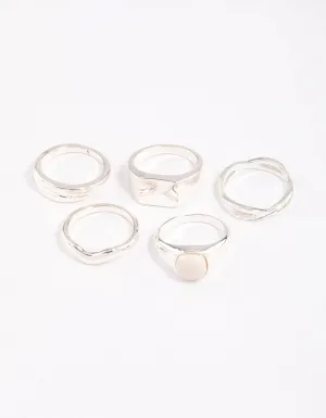 Silver Organic Signet Ring Pack