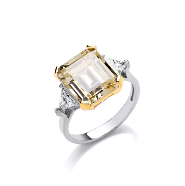 Silver Vintage vegas Ring with Citrine cubic zirconia