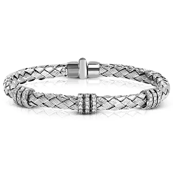 Simon G. White Gold Woven Diamond Bangle Bracelet