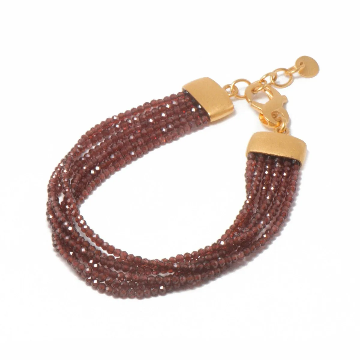 Six Strand & Garnet 24K Gold Vermeil Bracelet