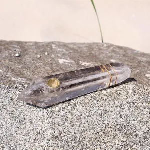 SMOKEY QUARTZ GEMSTONE PIPE