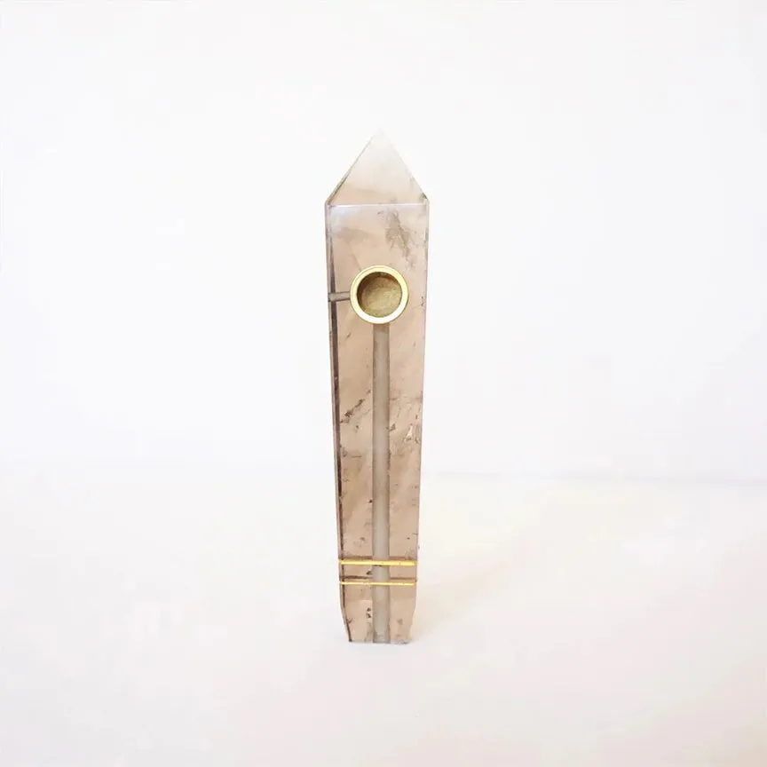 SMOKEY QUARTZ GEMSTONE PIPE