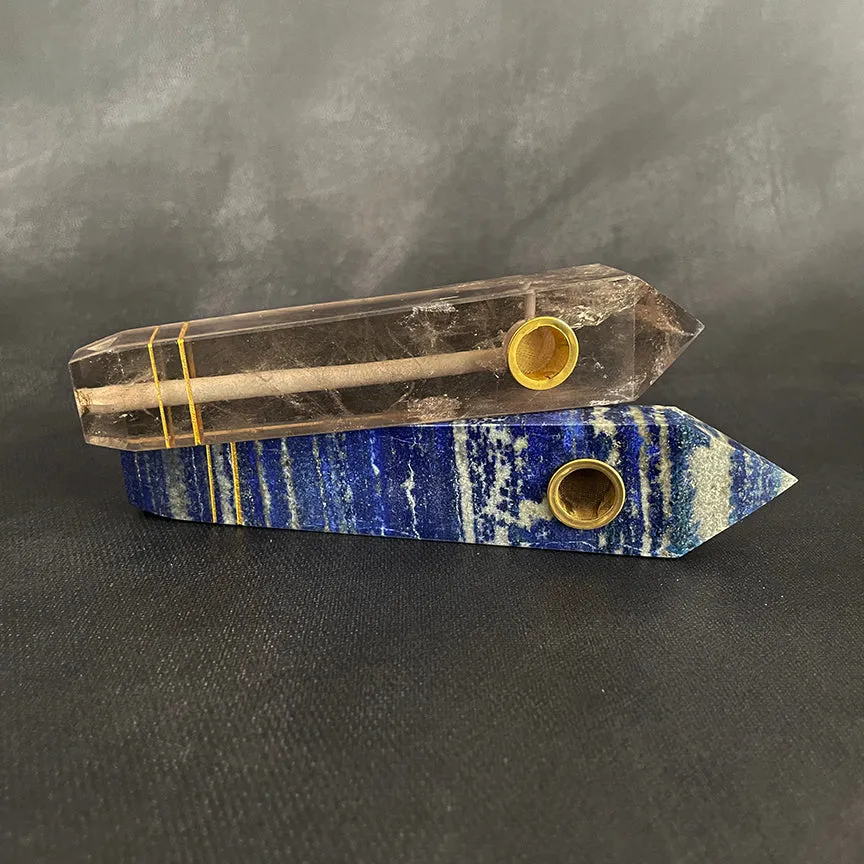 SMOKEY QUARTZ GEMSTONE PIPE