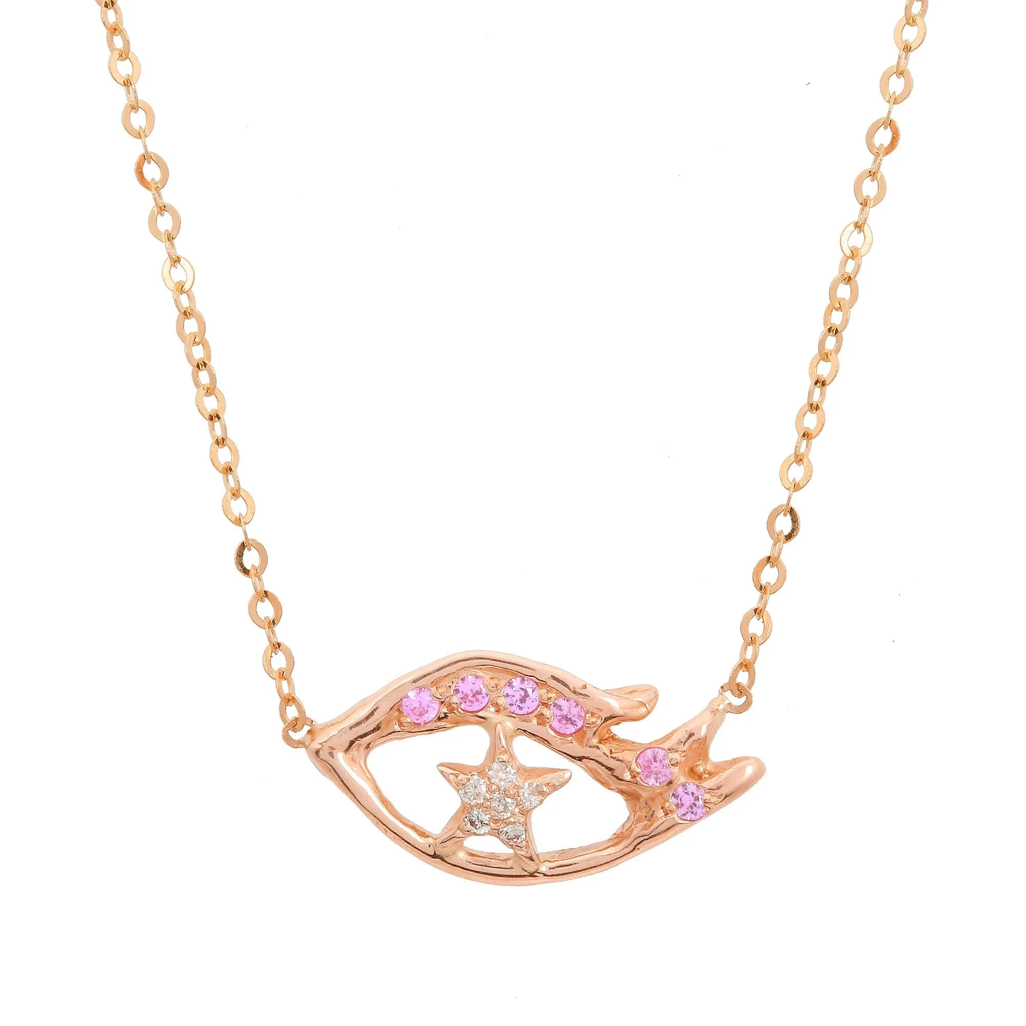 Starry Eyed Necklace, Rose Gold and Pink Sapphire