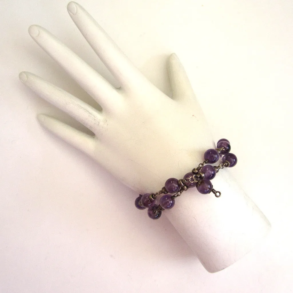 Sterling Silver Amethyst Bead Bracelet