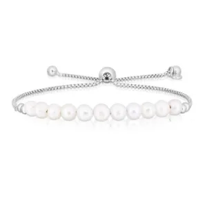 Sterling Silver Freshwater Pearl and Bead Adjustable Bolo Bracelet