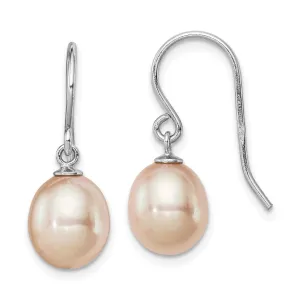 Sterling Silver Pink Pearl Drop Hook Earrings