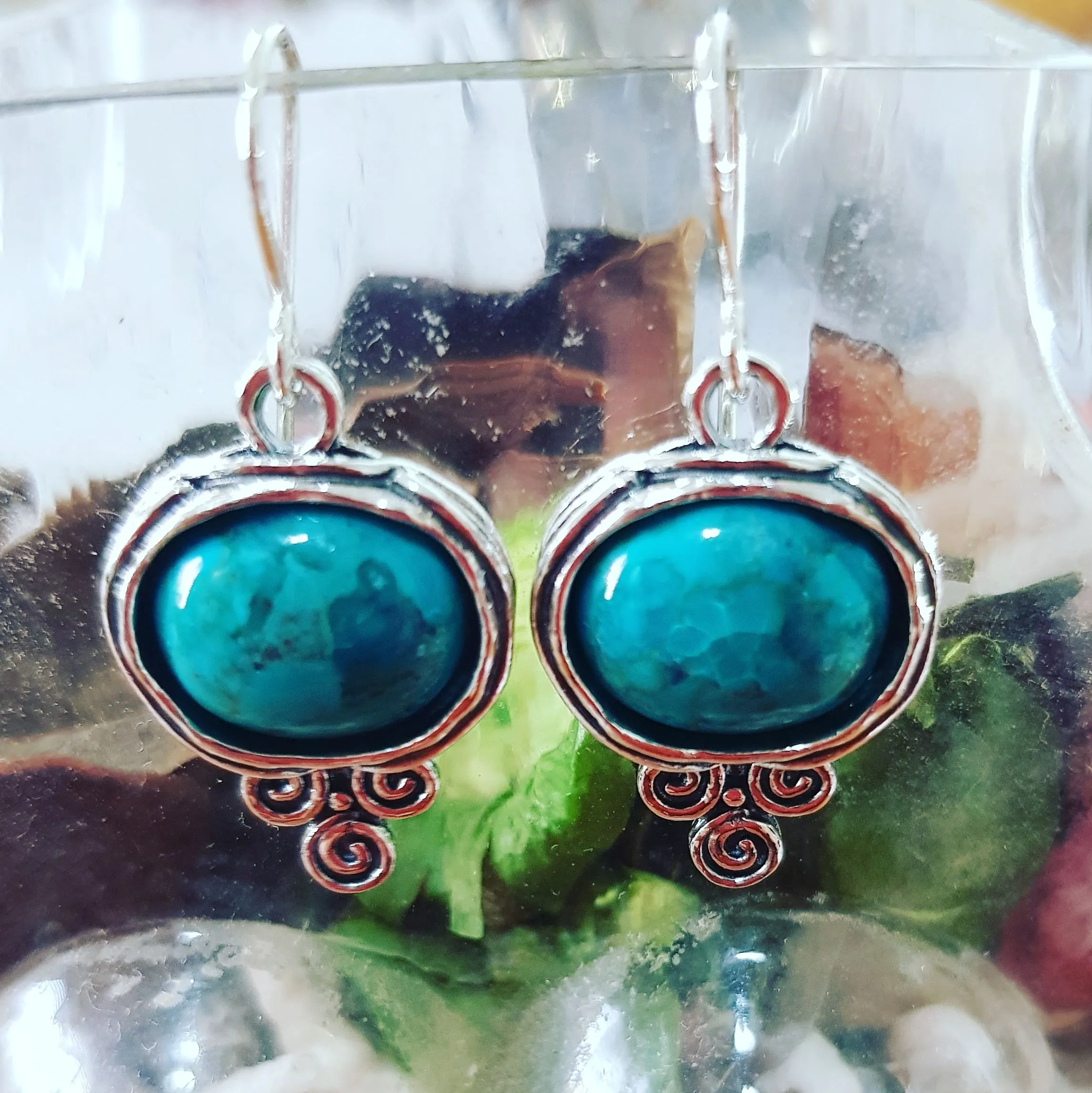 Sterling Silver turquoise earrings for women, dangle earrings.