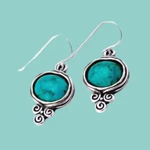 Sterling Silver turquoise earrings for women, dangle earrings.