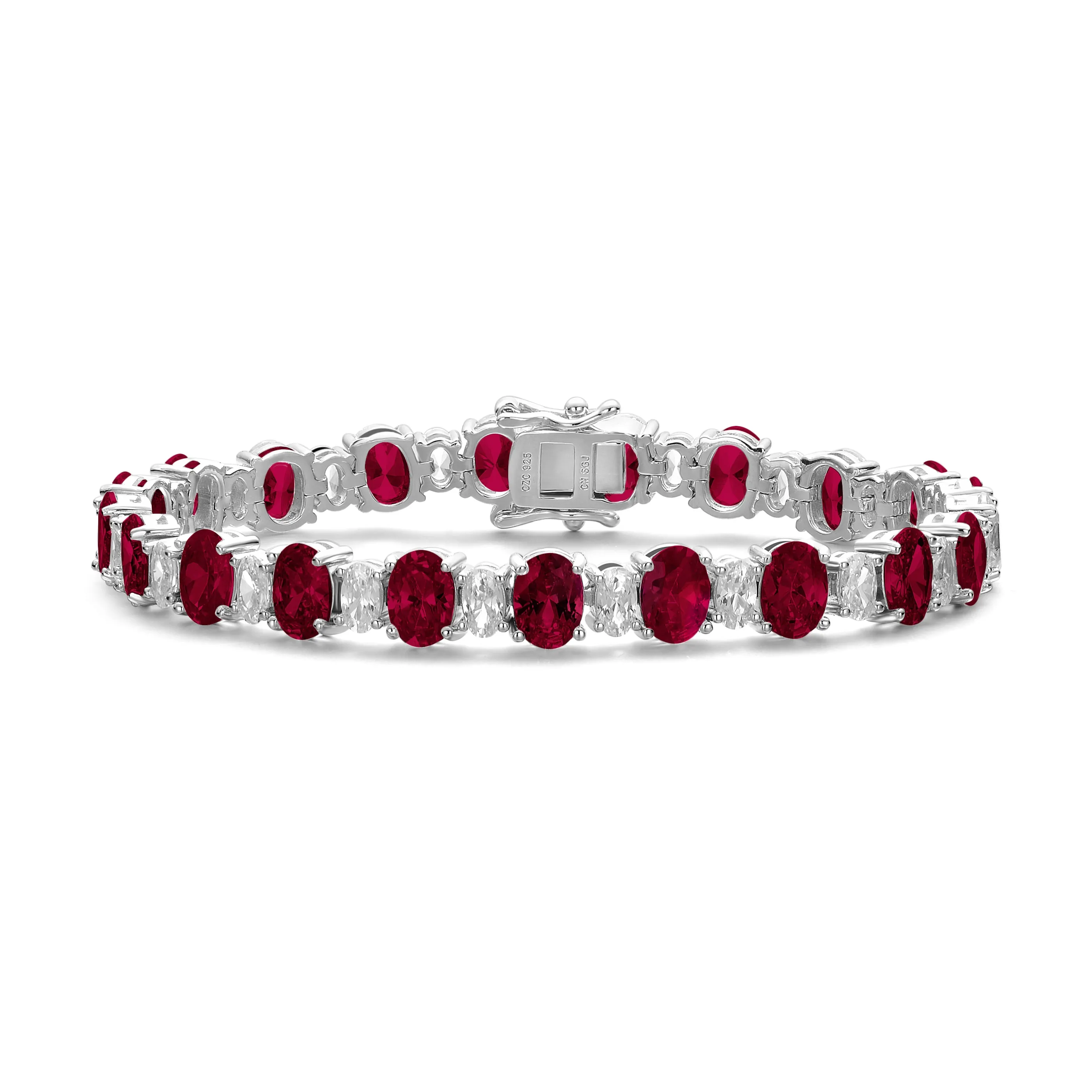 Sterling Silver with Colored & White Cubic Zirconia Tennis Bracelet