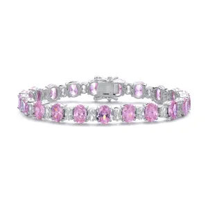 Sterling Silver with Colored & White Cubic Zirconia Tennis Bracelet