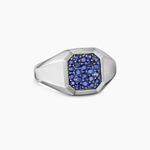 Streamline Signet Ring in Sterling Silver with Blue Sapphires