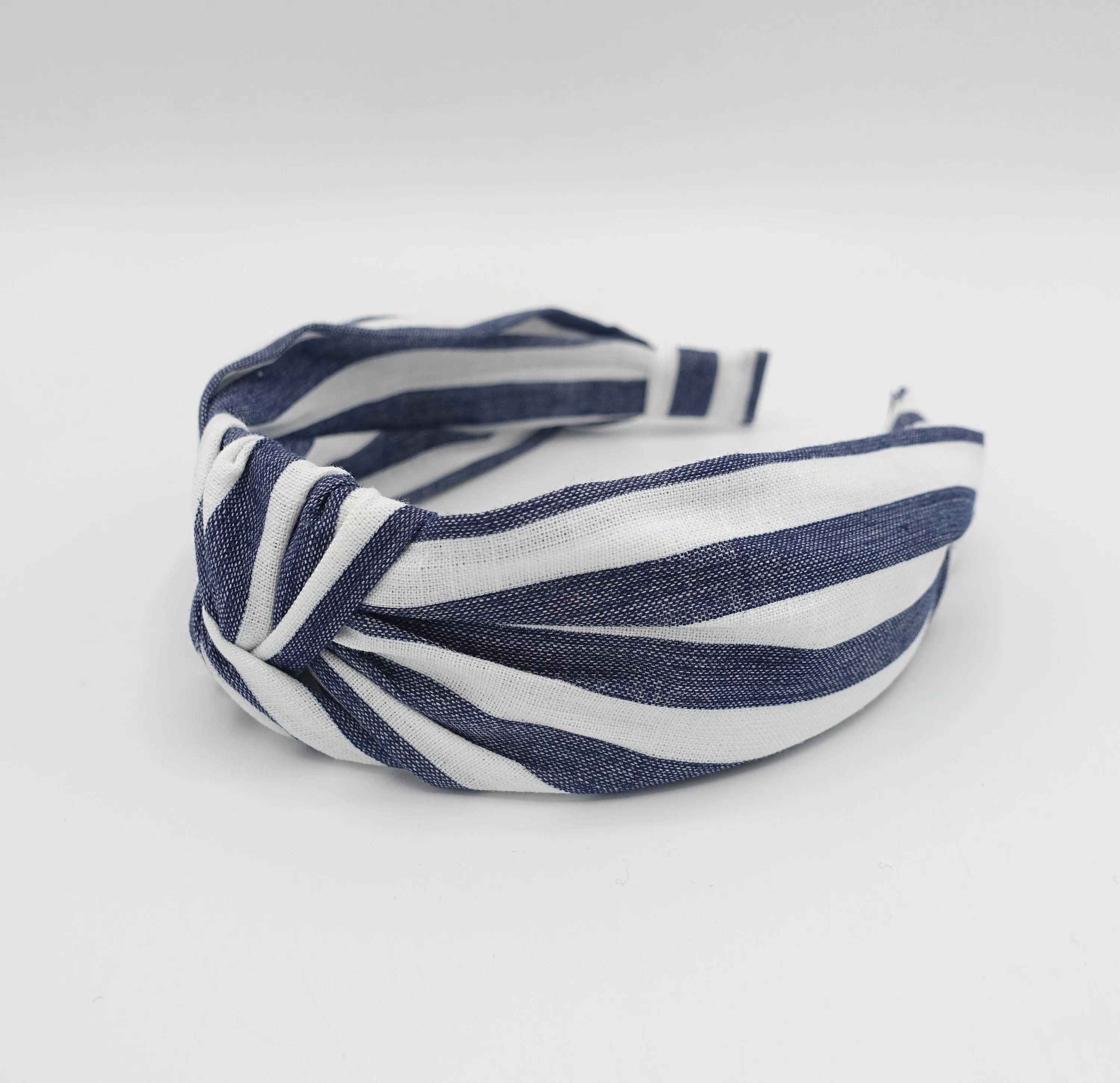 stripe headband linen blend knot hairband for women