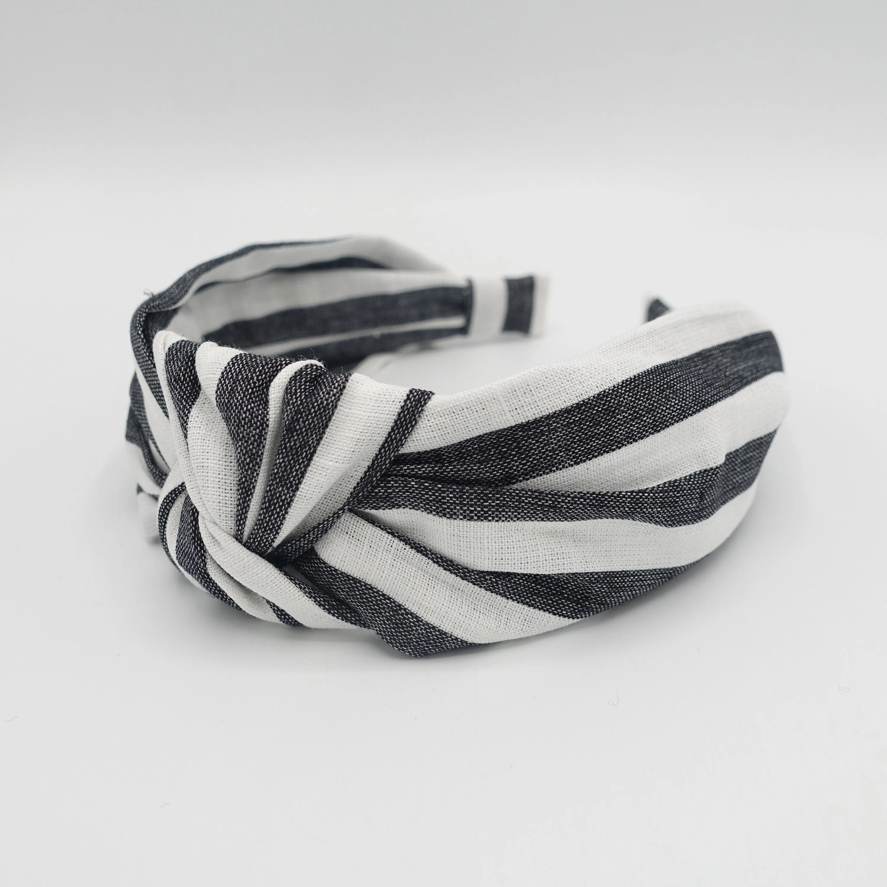 stripe headband linen blend knot hairband for women