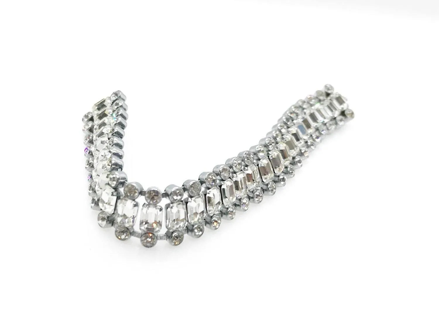 Stunning Vintage Three Row Rhinestone Bracelet