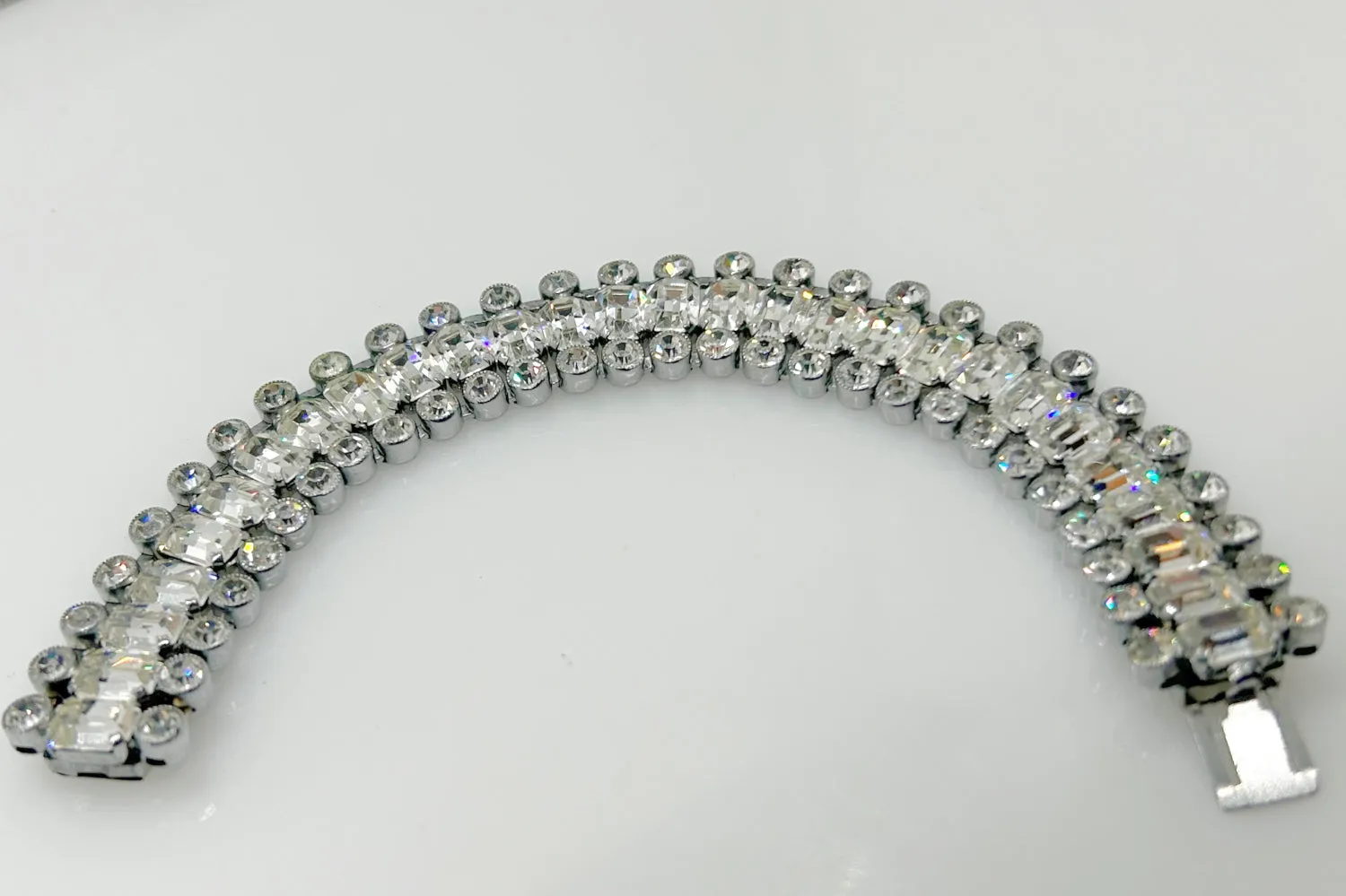 Stunning Vintage Three Row Rhinestone Bracelet