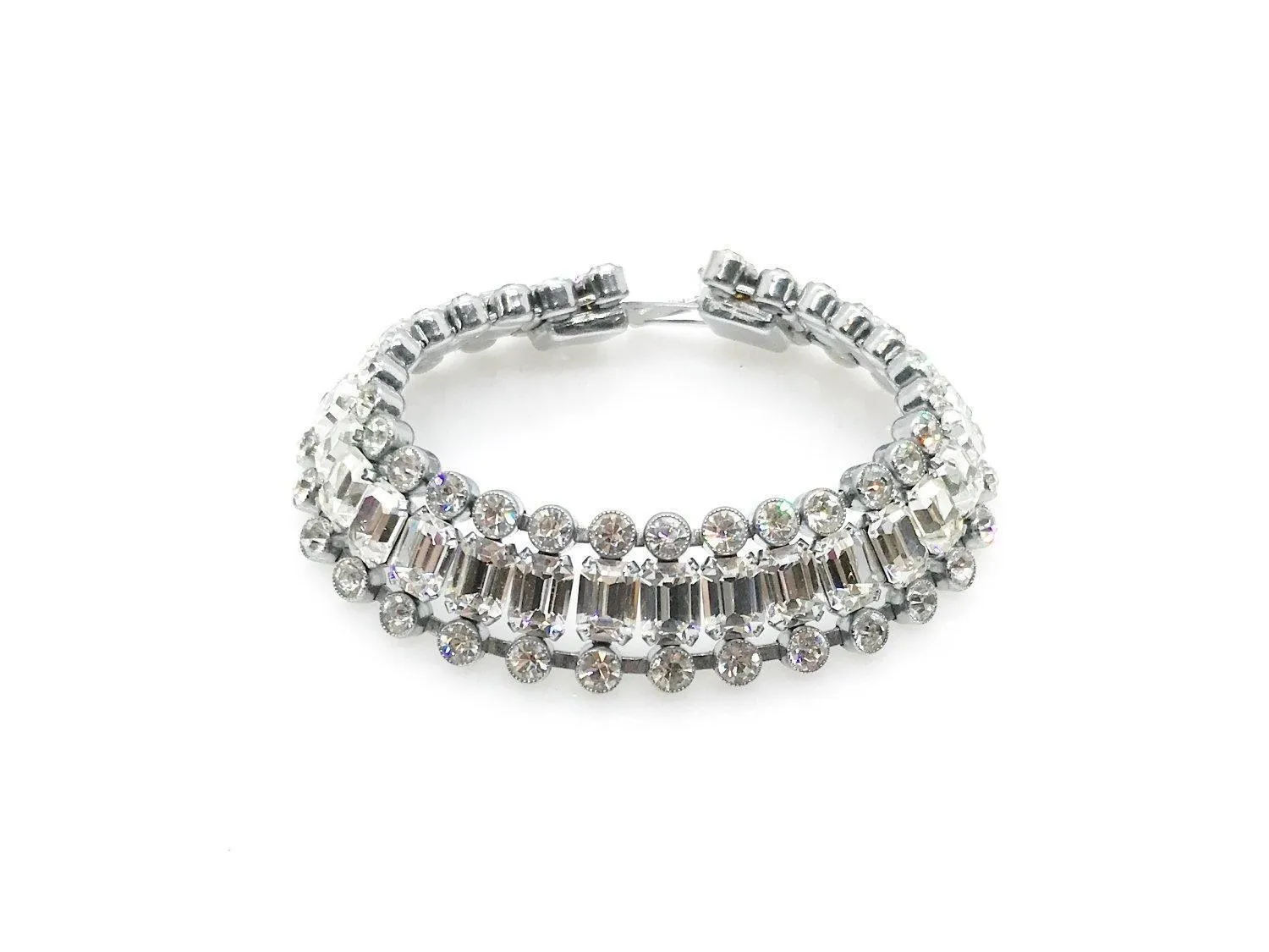 Stunning Vintage Three Row Rhinestone Bracelet