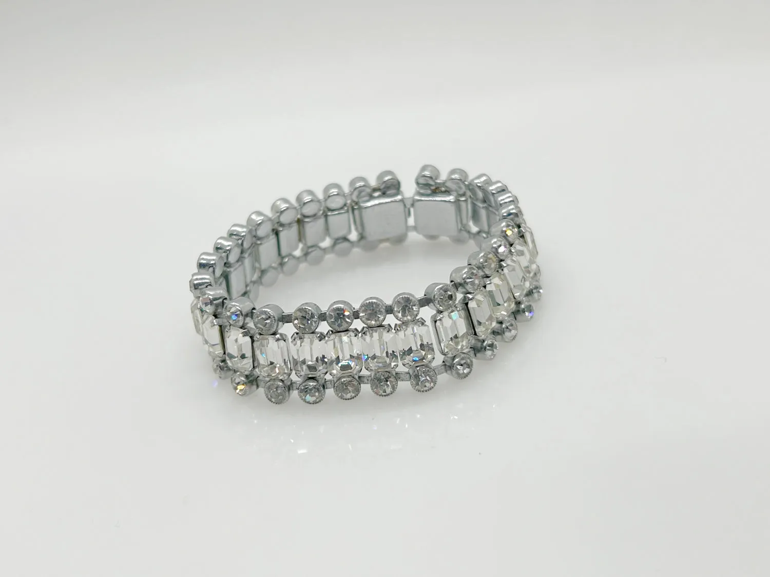 Stunning Vintage Three Row Rhinestone Bracelet