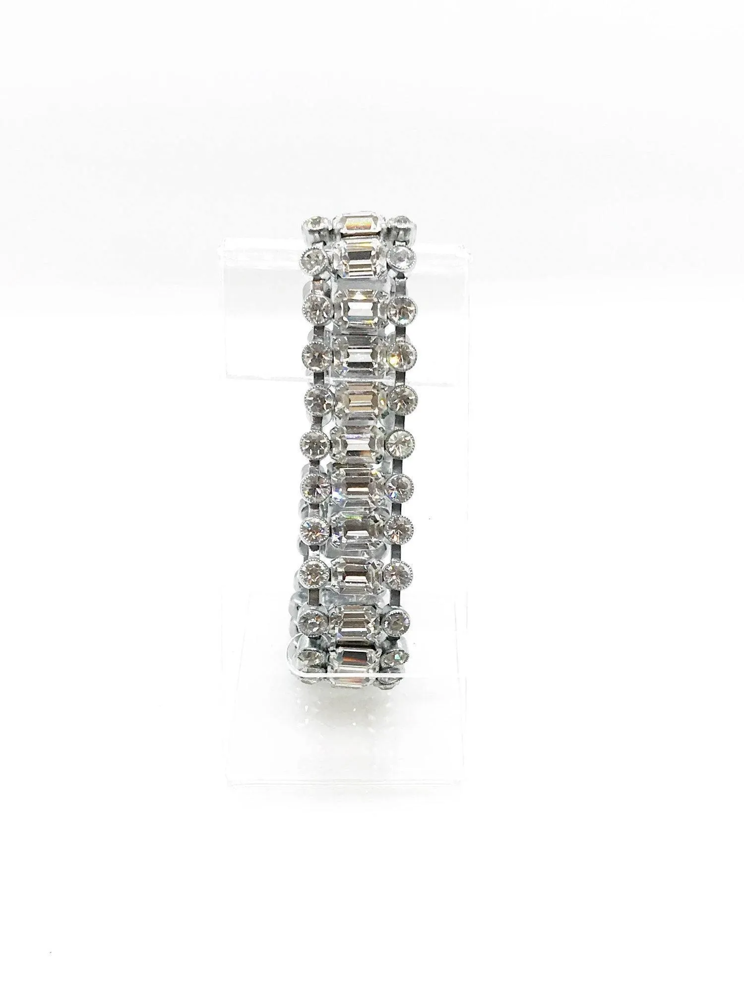 Stunning Vintage Three Row Rhinestone Bracelet