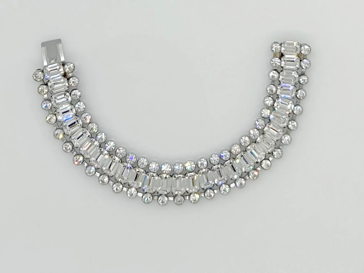 Stunning Vintage Three Row Rhinestone Bracelet