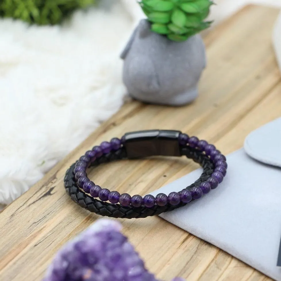 Super Soothing Amethyst Leather Bracelet