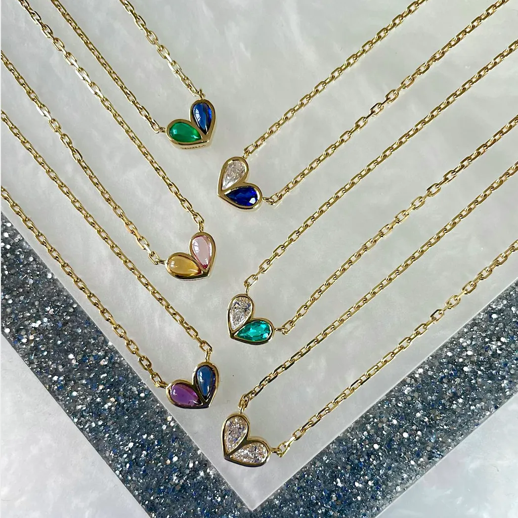 Sweetheart Necklace Diamond & Blue Sapphire