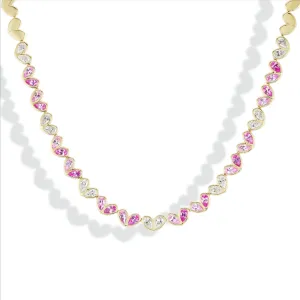 Sweetheart Tennis Necklace Pink Sapphire