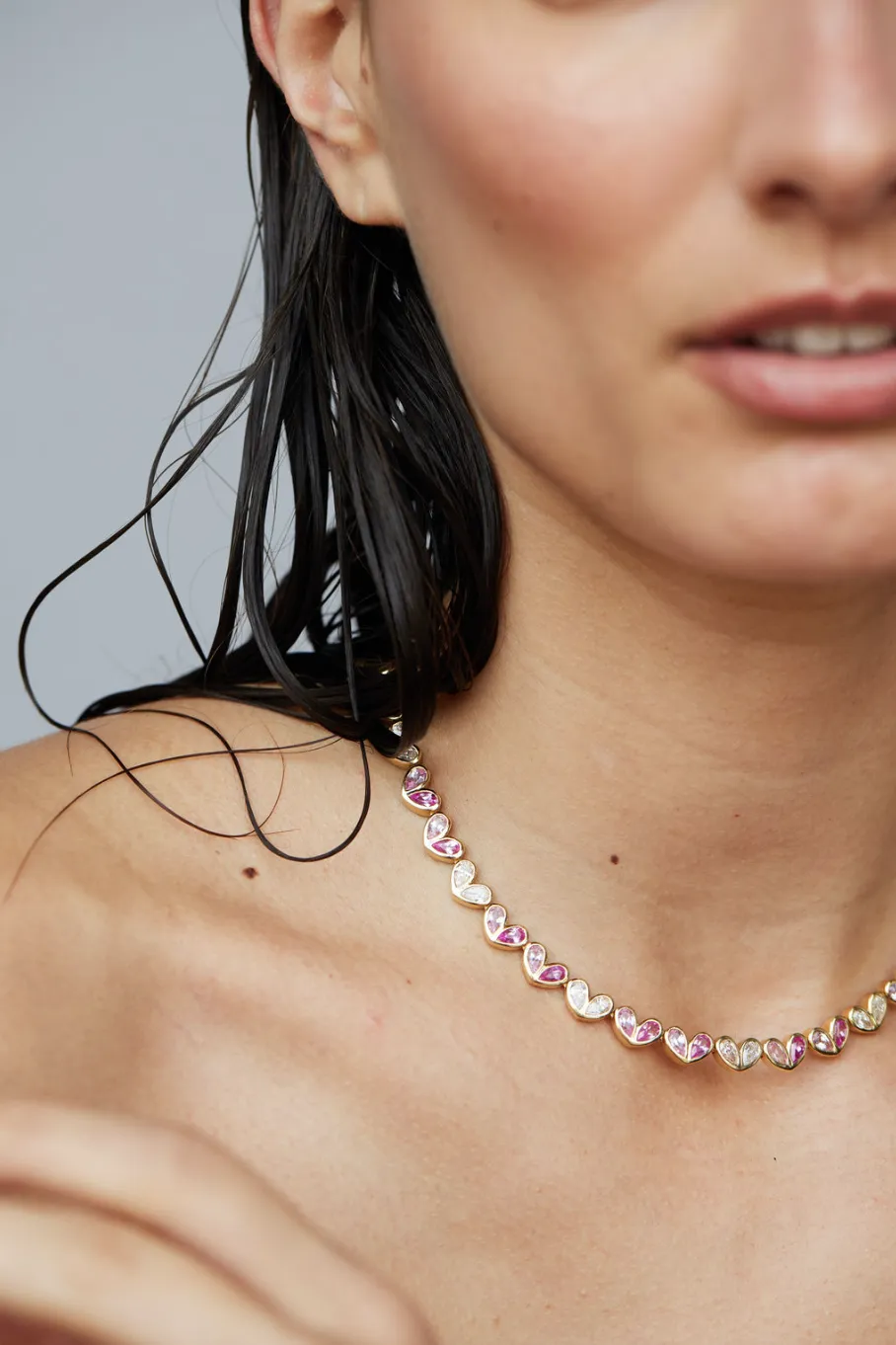 Sweetheart Tennis Necklace Pink Sapphire