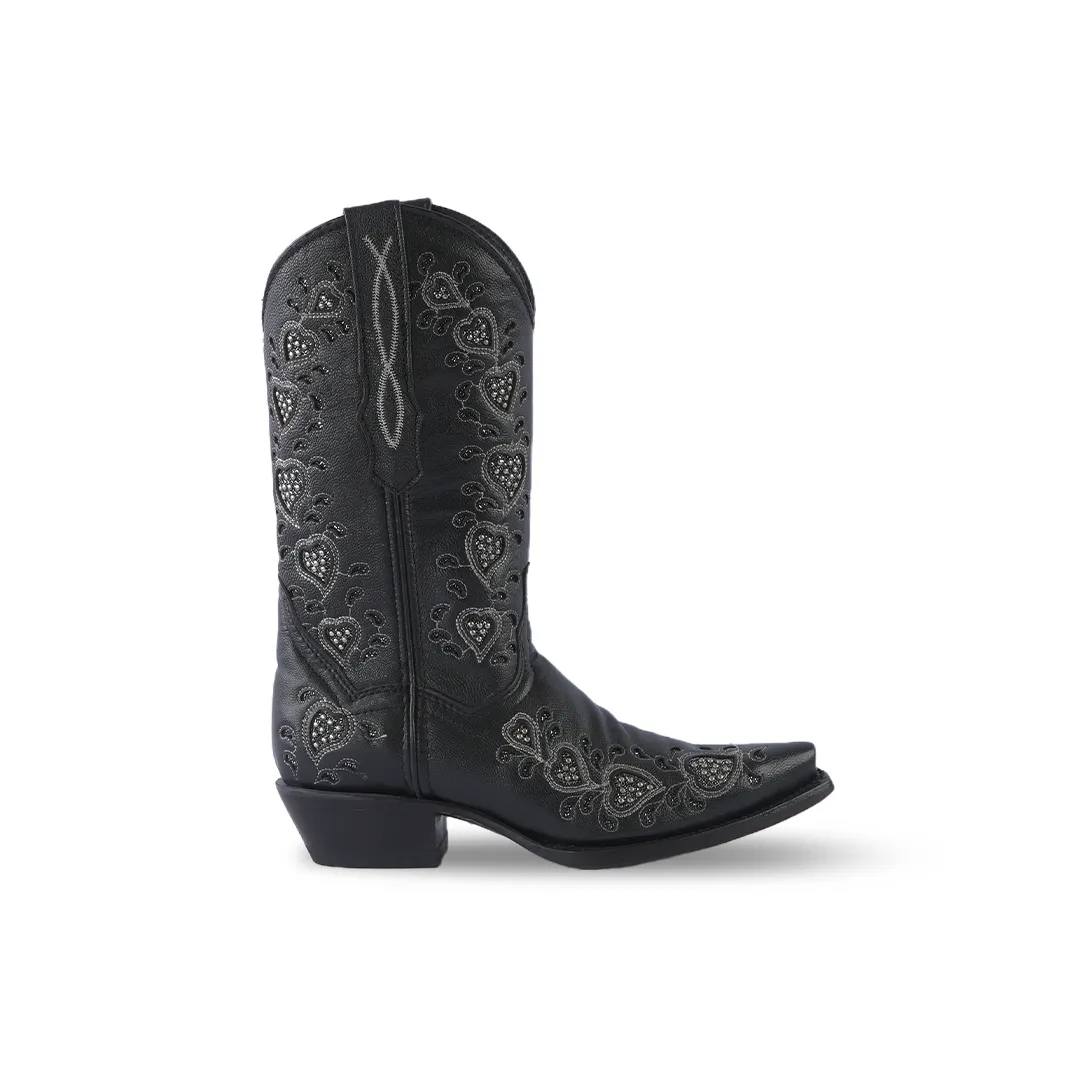 Texas Country Womens Western Boot Rush Black "Corazones" E756