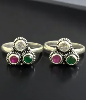 The Ayata Silver Gemstone Toe-Rings