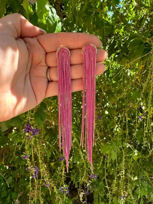 “The Golden Collection” Handmade Gold & Pink Tassel Drop Earrings