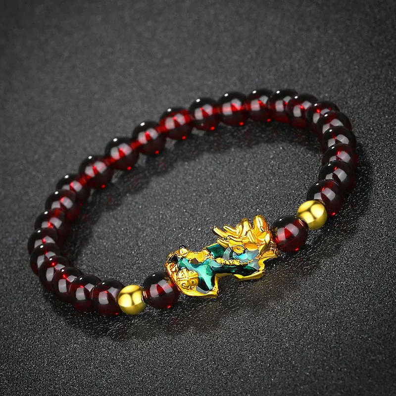 Thermochromic obsidian six-character mantra beads bracelet