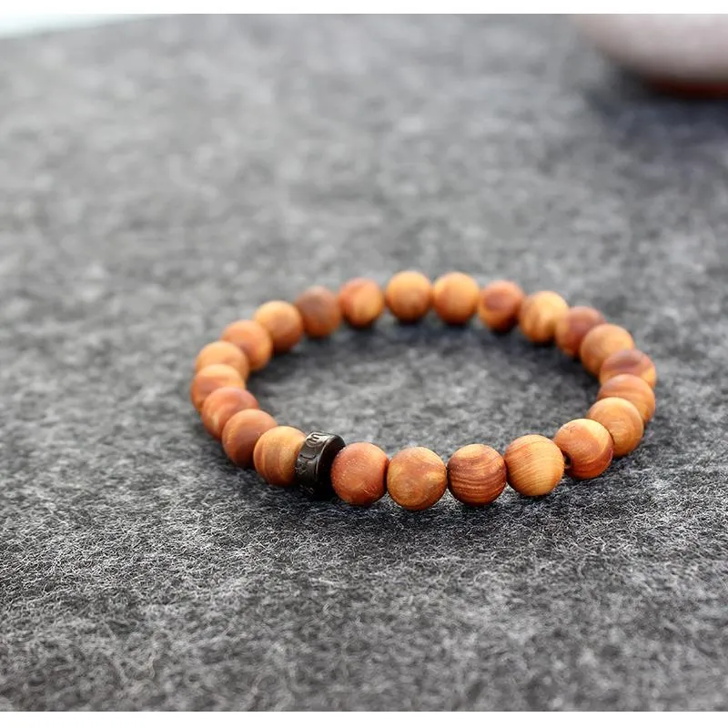 Tibetan Buddhist Natural Sandalwood Hand-carved Coconut Shell Bracelet