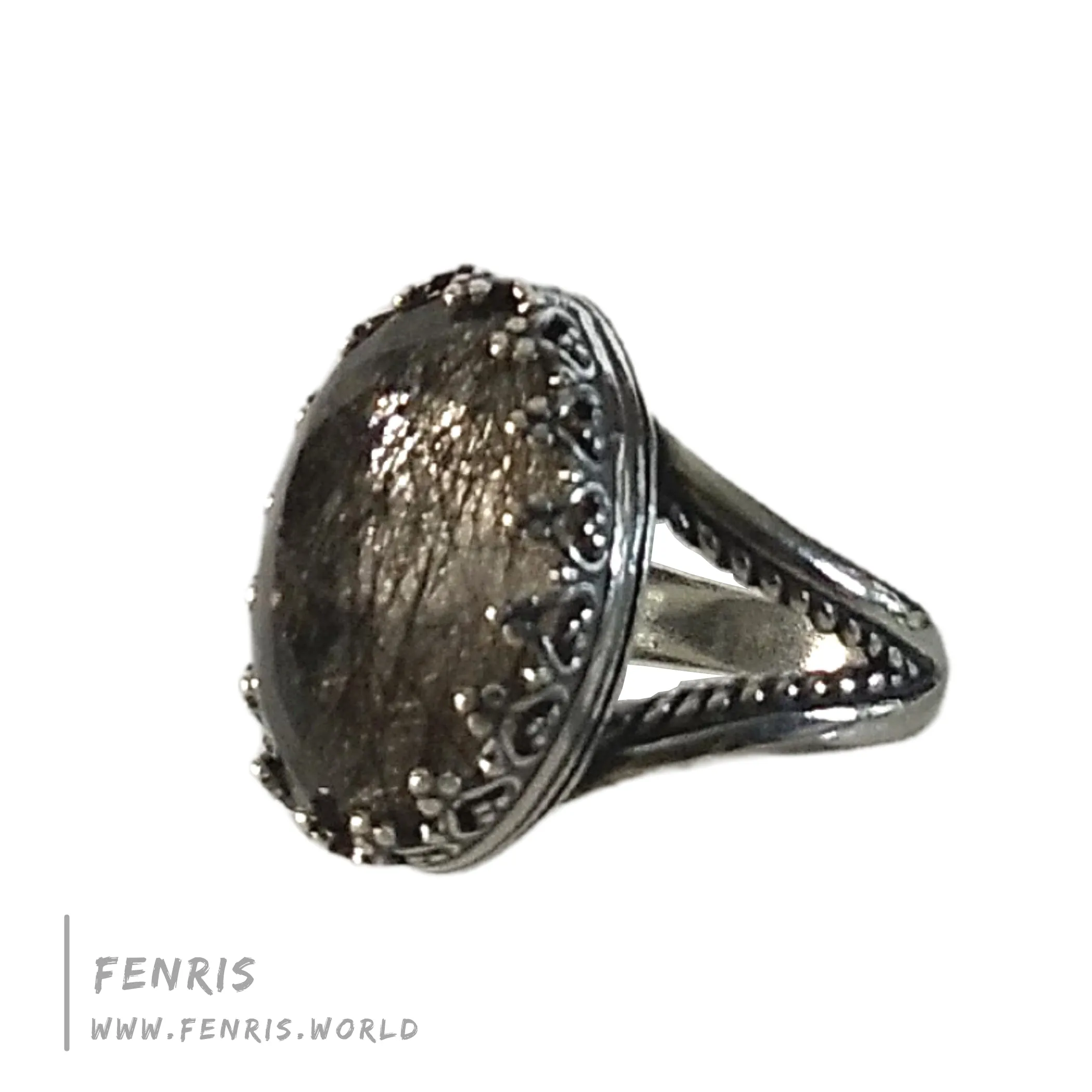 Tourmalinated Quartz 925 Sterling Silver Cocktail Ring - Fenris