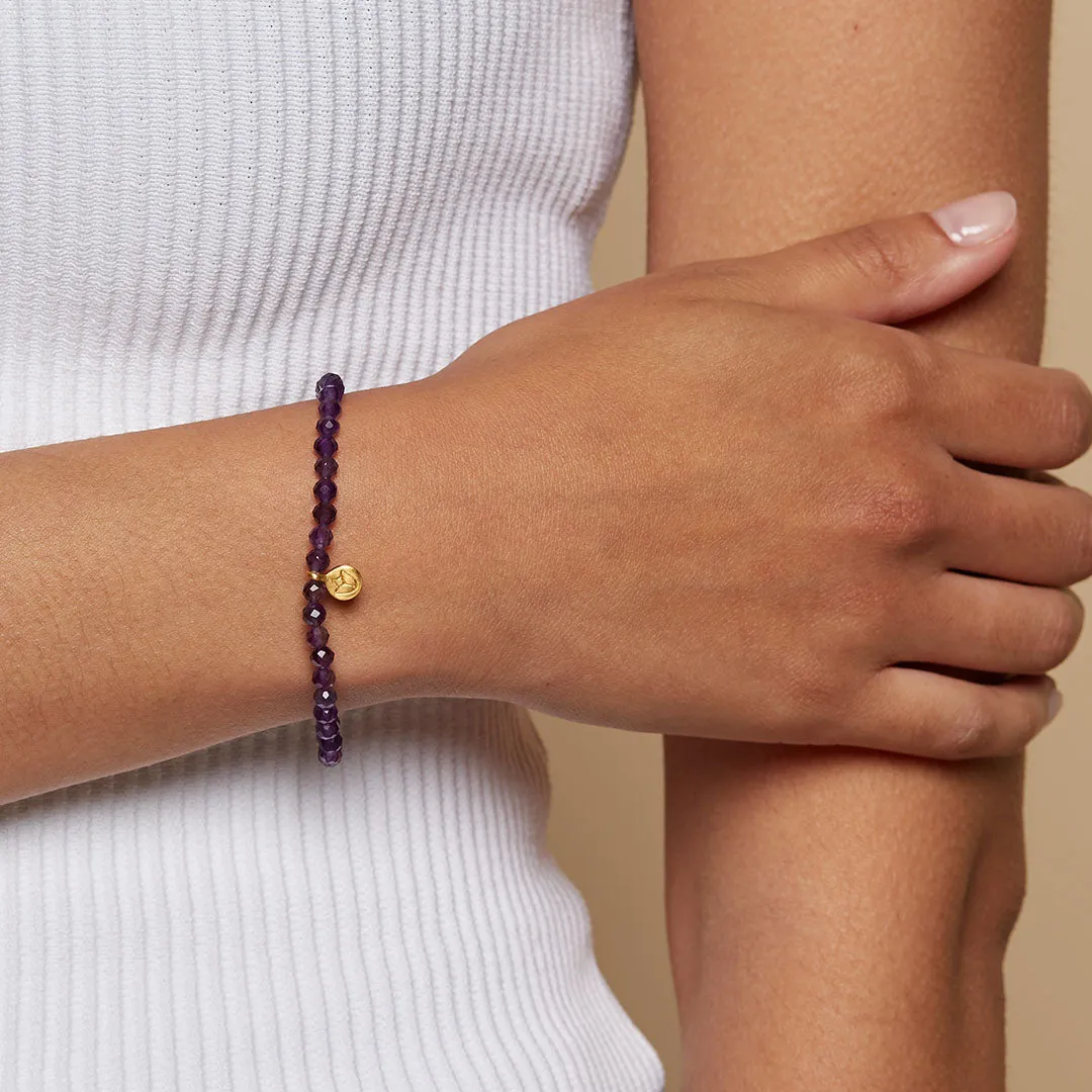 Tranquility Lotus Amethyst Gemstone Bracelet