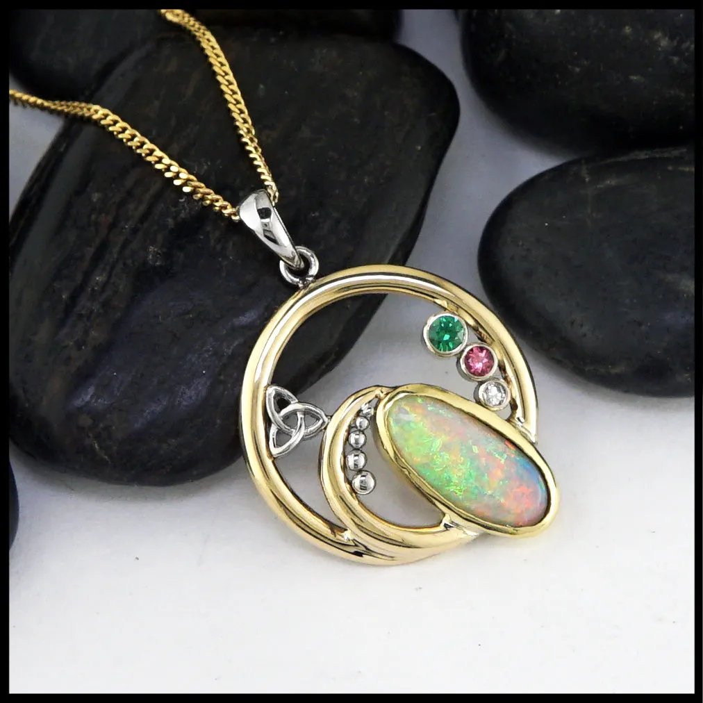 Trinity Knot Pendant with Opal