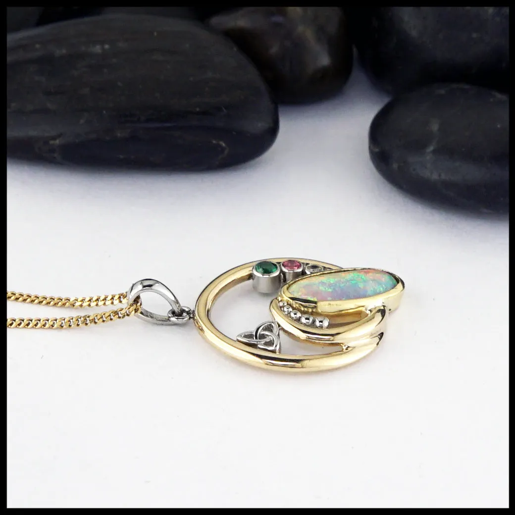 Trinity Knot Pendant with Opal