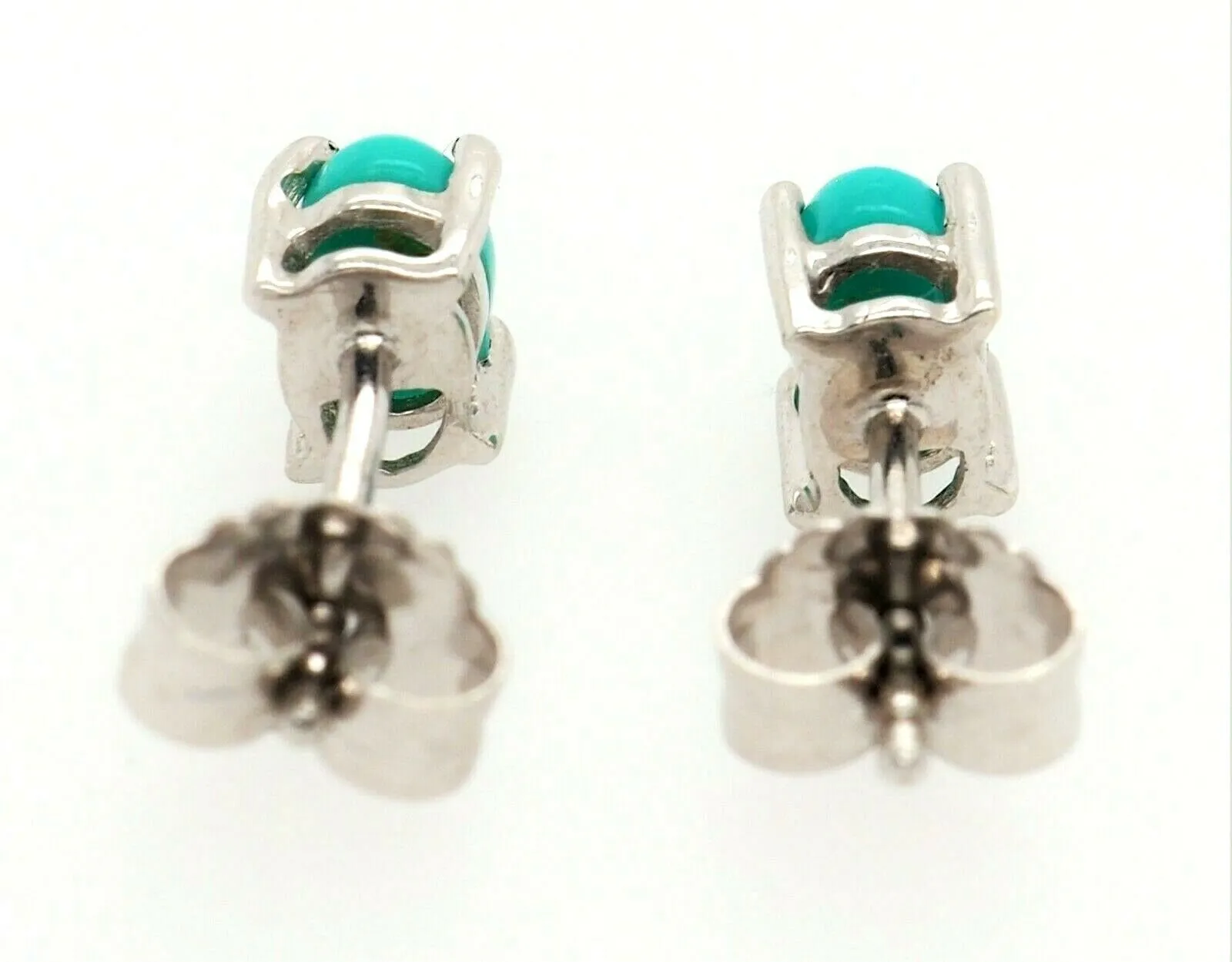 Turquoise & 925 Sterling Silver Stud Earrings Fine Jewellery Pierced Ears