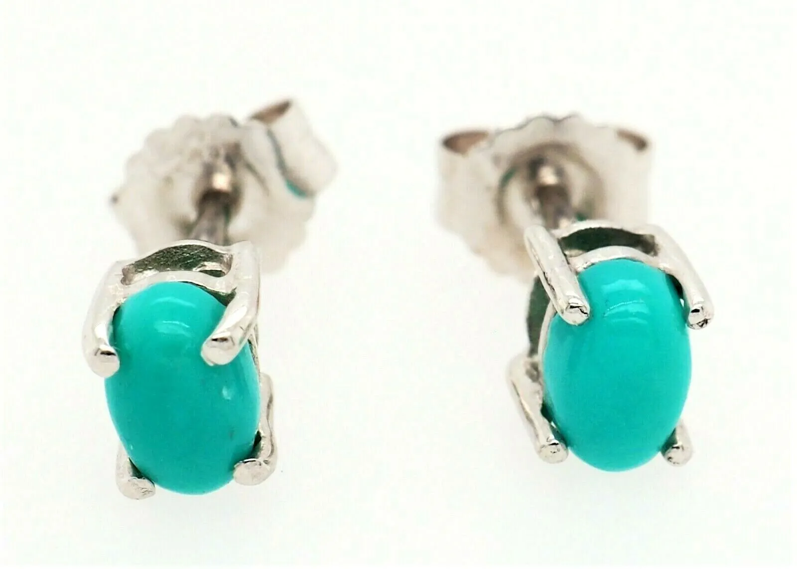 Turquoise & 925 Sterling Silver Stud Earrings Fine Jewellery Pierced Ears