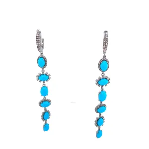 Turquoise & Diamond Dangle Earring