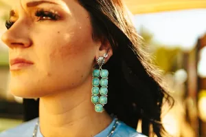 Turquoise Cluster Concho Drop Earrings