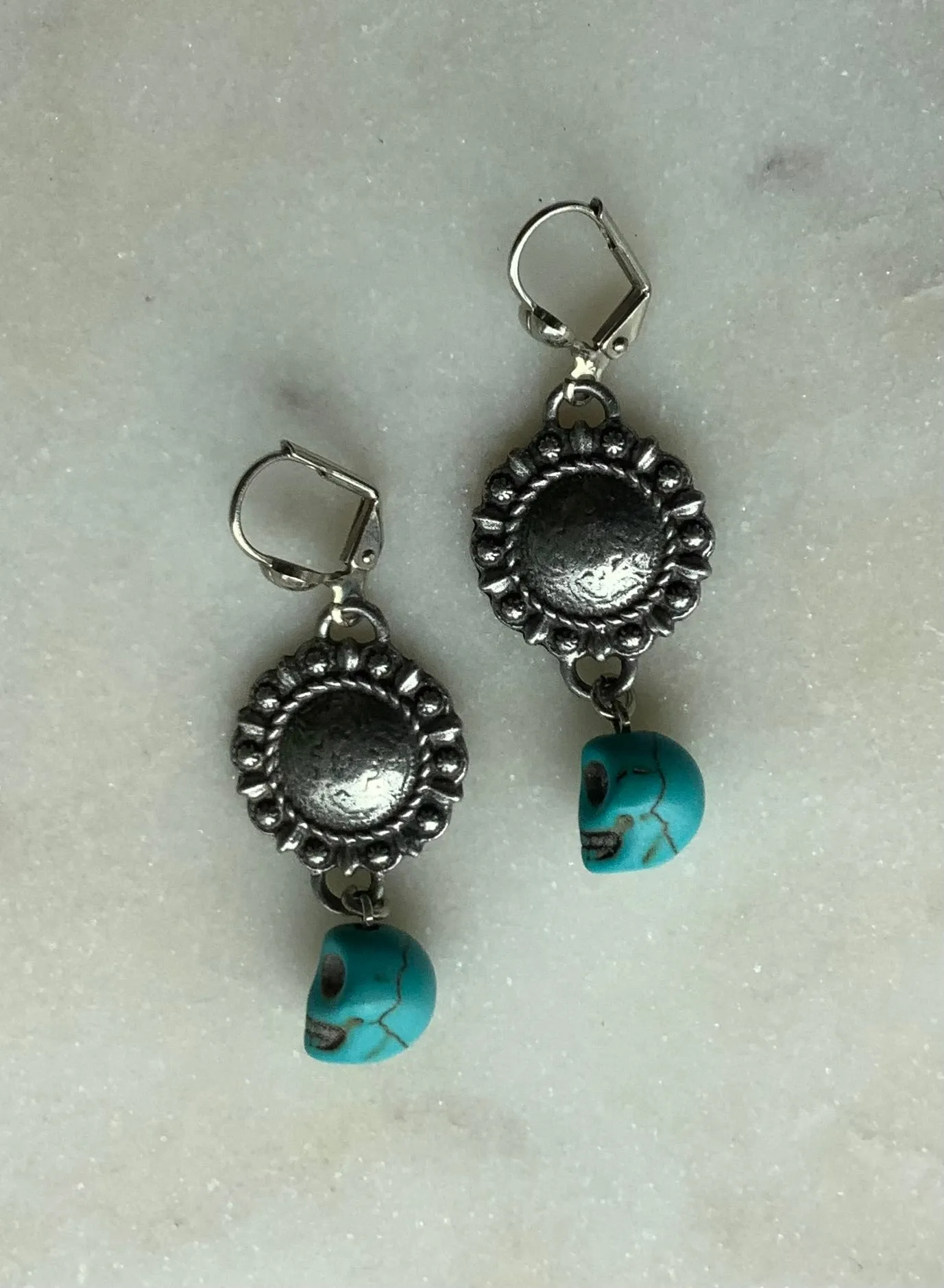 Turquoise Skull Earrings