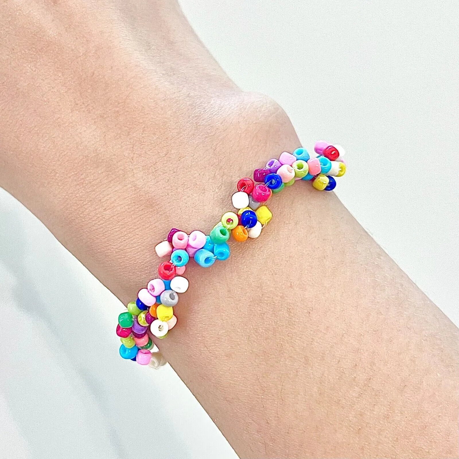 US Handmade "Colorful Life" Candy 4mm Glass Seed Bead Bracelet Gift Women Girls