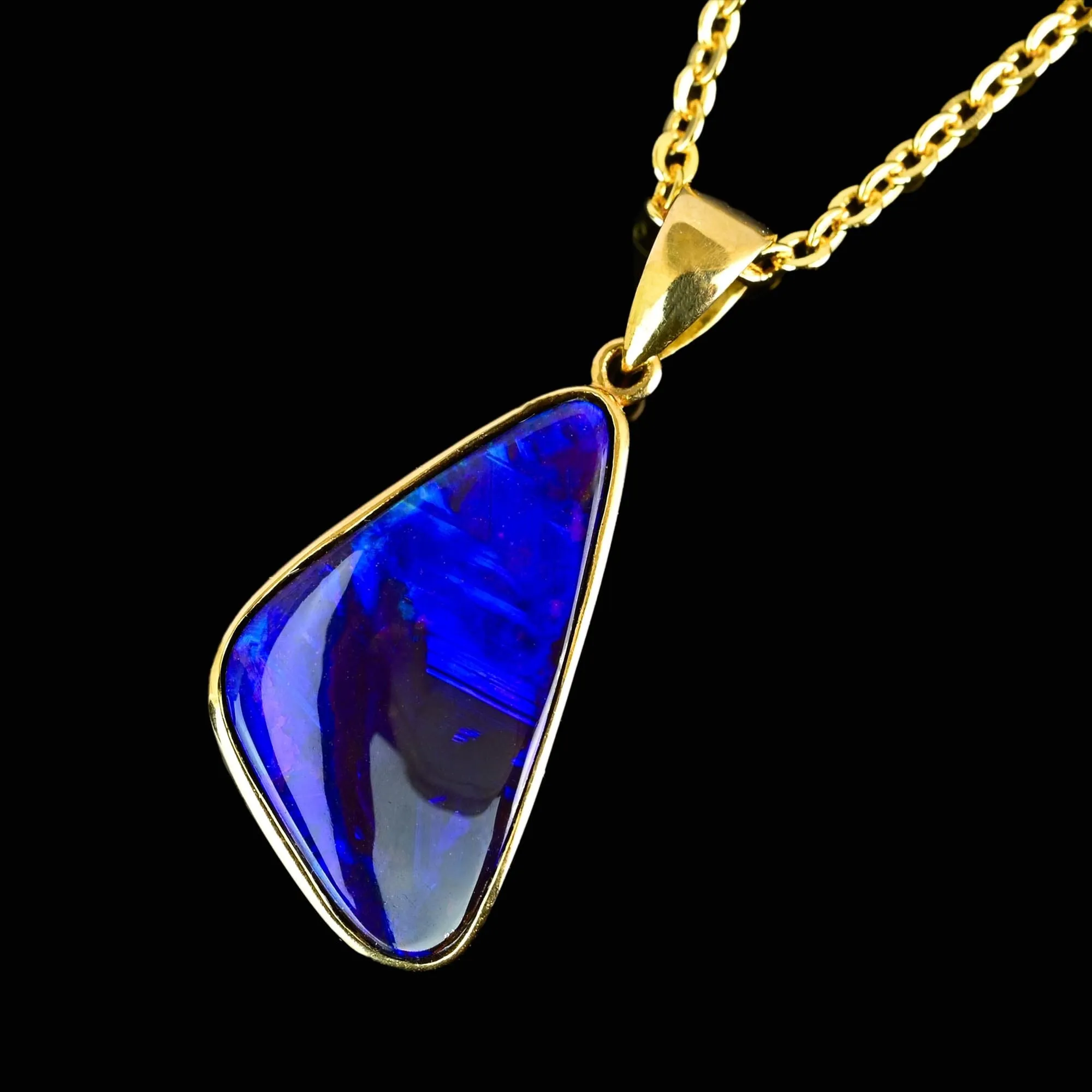 Vintage 18K Gold Free Form Boulder Opal Pendant