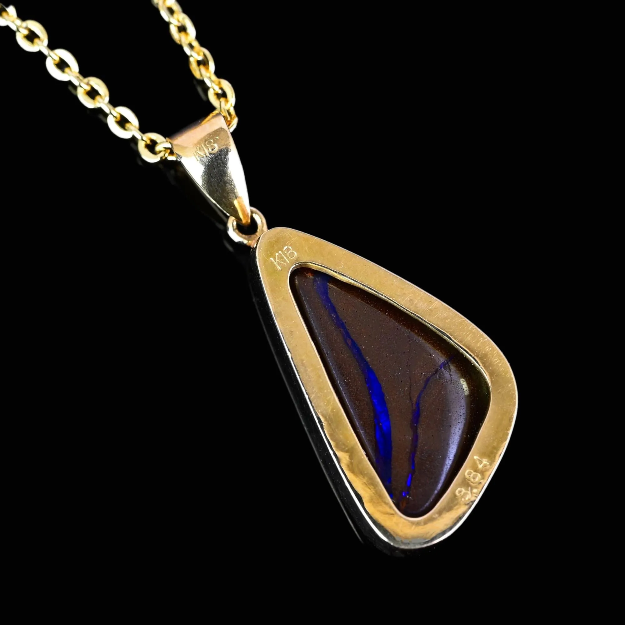 Vintage 18K Gold Free Form Boulder Opal Pendant